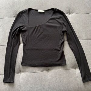 Black Asymmetrical Long Sleeve Women's Top